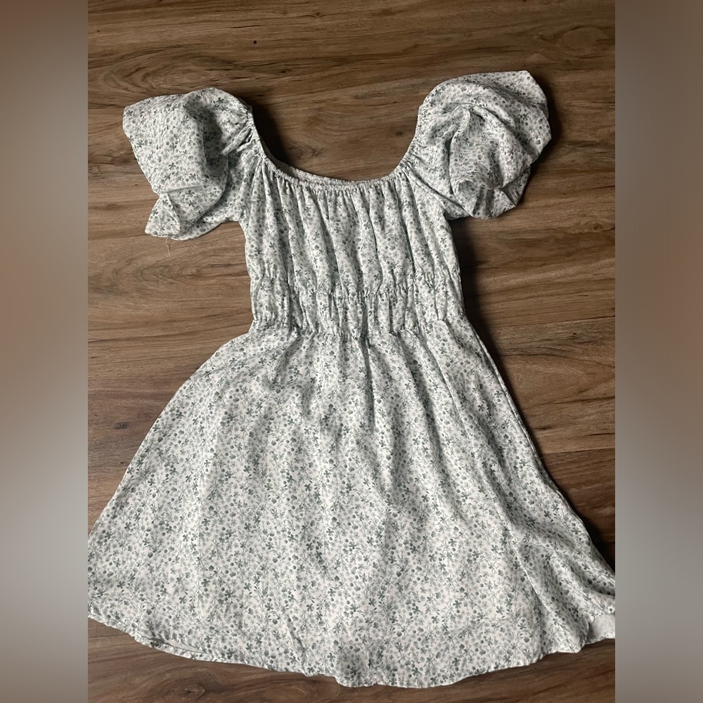 Altar’d State White & Green Floral Mini Dress Size XS